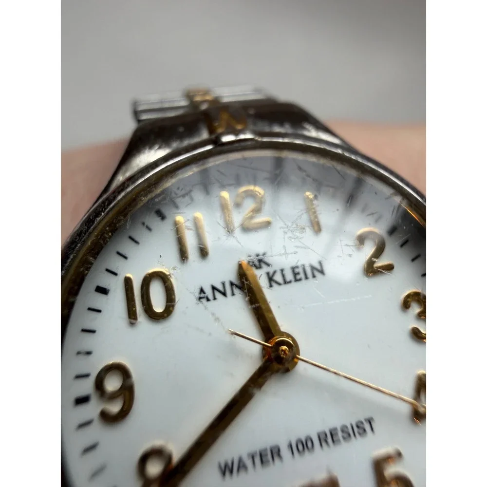 Anne Klein Wrist Watch Womens‎ Silver Gold Two Tone Date Vintage Expandable